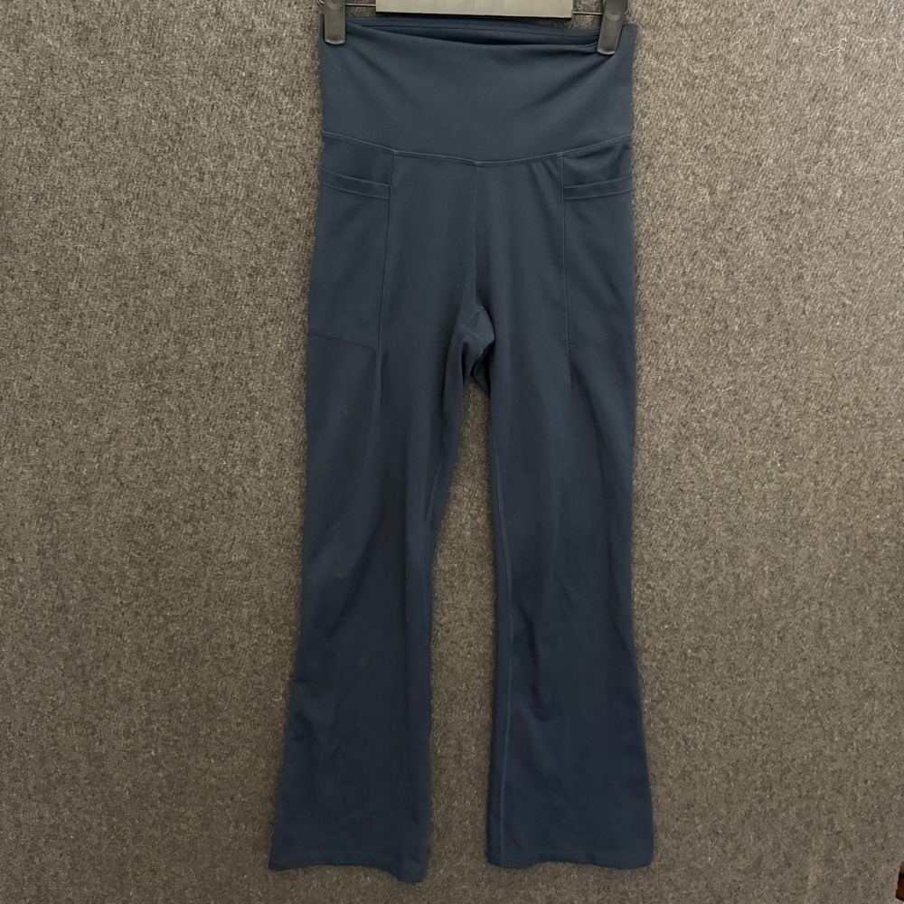Jockey Womens High Waisted Flare Leggings Navy Blue Side Pockets XS Stretchy